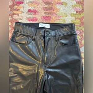 Abercrombie & Fitch black faux leather pants Size 27 #leatherlook #fauxleather